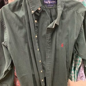 Dark Green polo dress shirt vintage